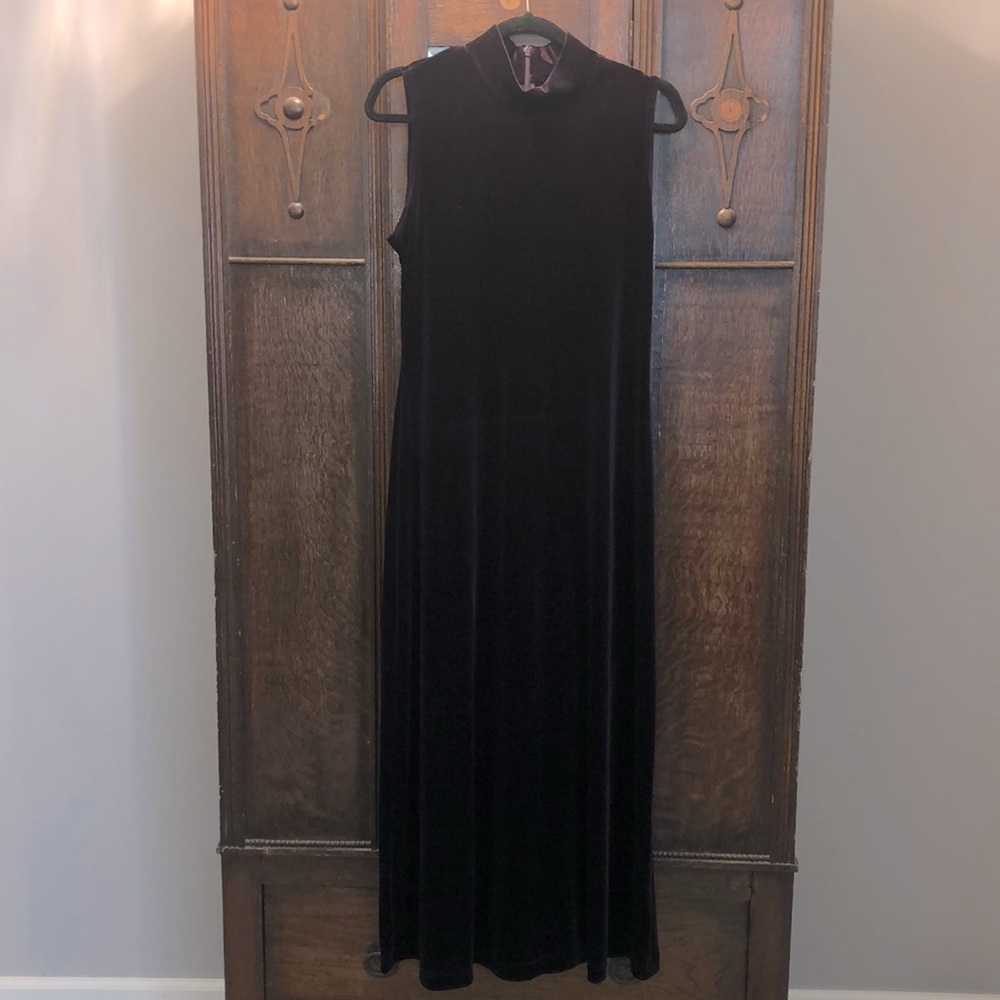 Long violet velvet maxi dress